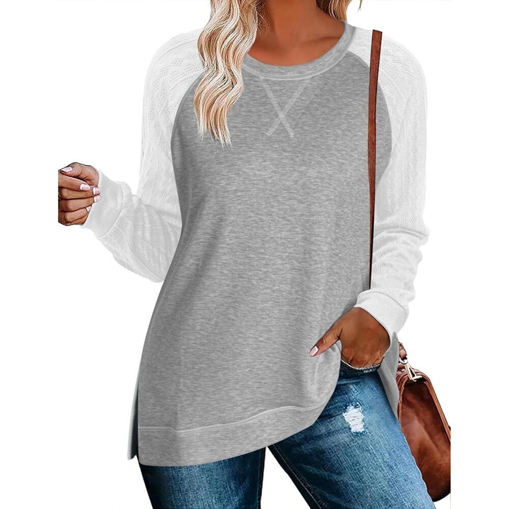Womens Long Sleeve Cable Knit Tunic Top Lightweight Polyester Fall Casual - Picture 2 of 5